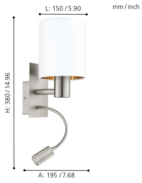 Eglo 96484 - Lampă LED flexibilă PASTERI 1xE27/40W+LED/3,8W albă