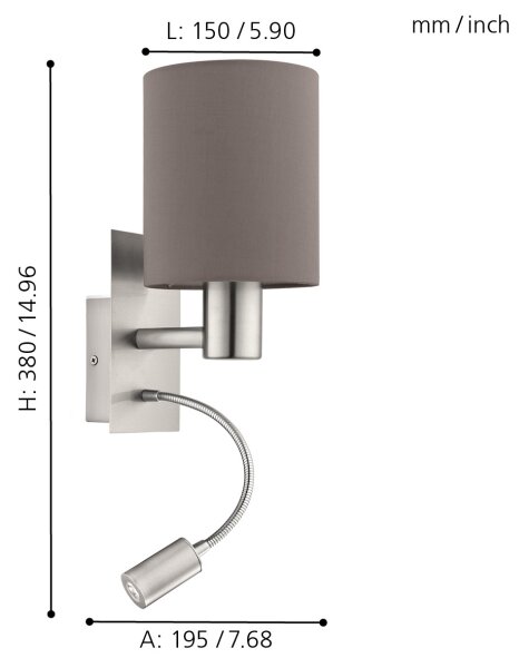 Eglo 96481 - Lampă LED flexibilă PASTERI 1xE27/40W+LED/3,8W gri