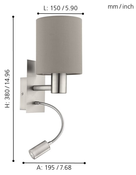 Eglo 96478 - Lampă LED flexibilă PASTERI 1xE27/40W+LED/3,8W taupe