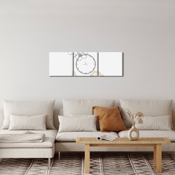 Tablou - Flori bej cu fluture N⁰2 (cu ceas) (90x30 cm)