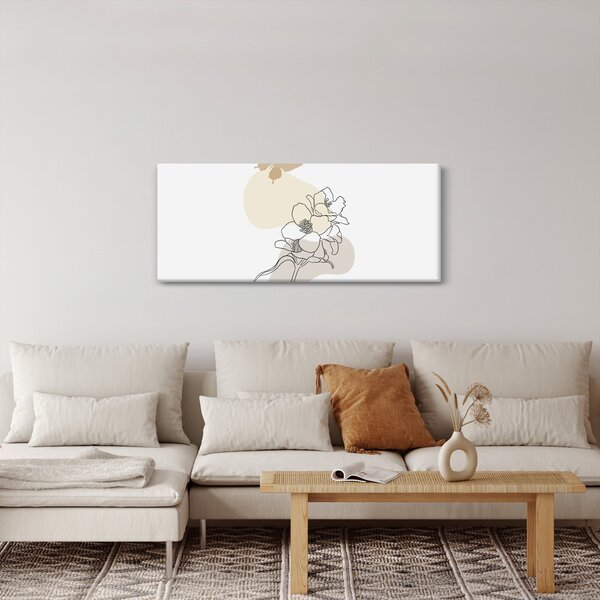 Tablou - Flori bej cu fluture N⁰3 (120x50 cm)