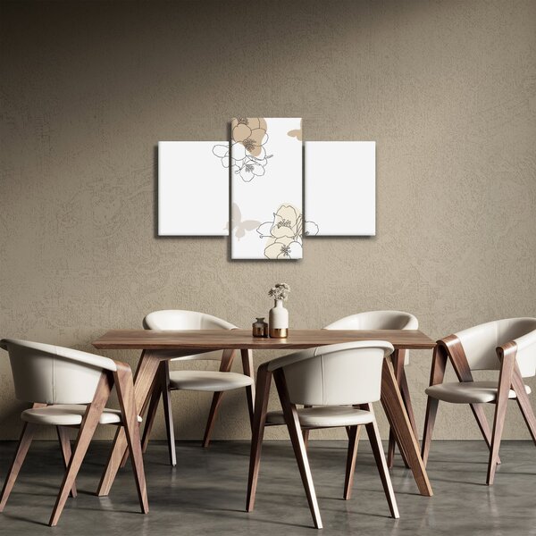 Tablou - Flori bej cu fluture N⁰2 (90x60 cm)