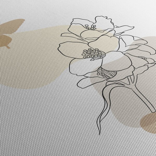 Tablou - Flori bej cu fluture N⁰3 (150x105 cm)