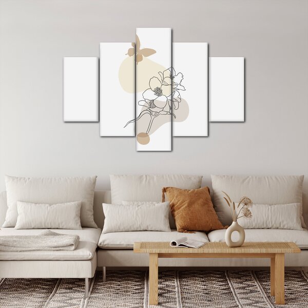 Tablou - Flori bej cu fluture N⁰3 (150x105 cm)