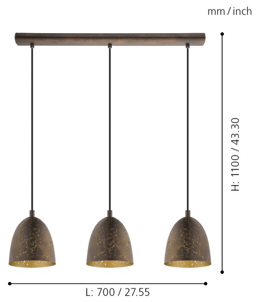 Eglo 49871 - Pendul SAFI 3xE27/60W