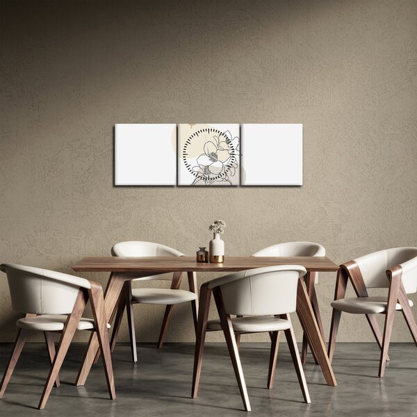 Tablou - Flori bej cu fluture N⁰3 (cu ceas) (90x30 cm)