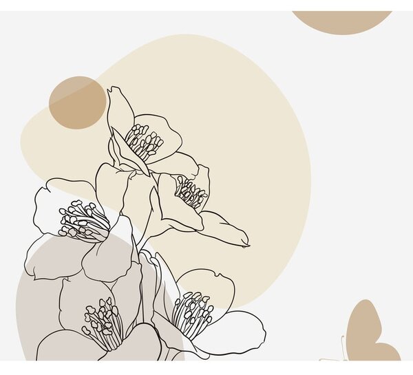 Tablou - Flori bej cu fluture N⁰4 (120x50 cm)