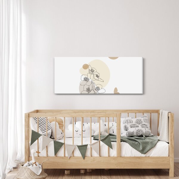 Tablou - Flori bej cu fluture N⁰4 (120x50 cm)