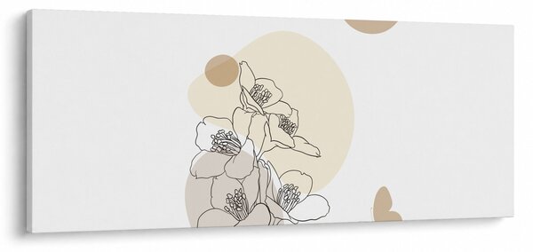 Tablou - Flori bej cu fluture N⁰4 (120x50 cm)