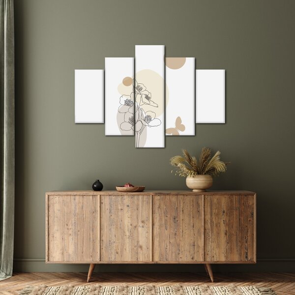 Tablou - Flori bej cu fluture N⁰4 (150x105 cm)