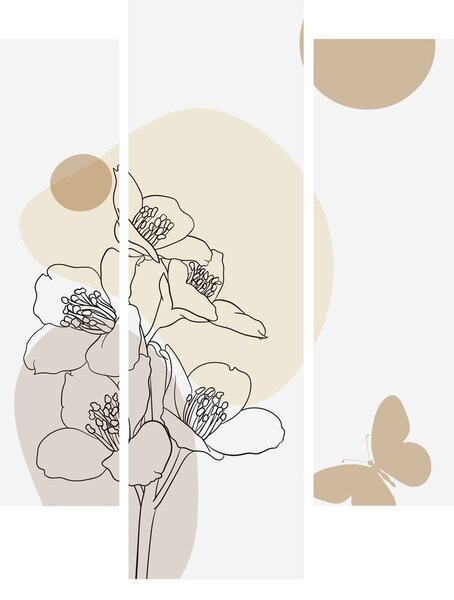 Tablou - Flori bej cu fluture N⁰4 (150x105 cm)