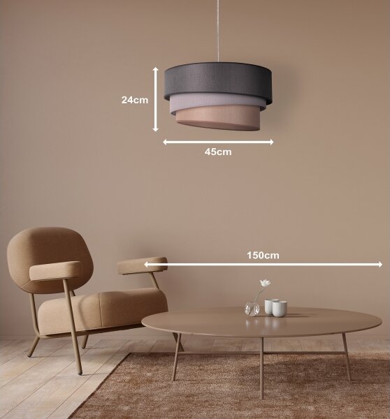 Lustră pe cablu Duolla TRIO 1xE27/40W/230V d. 45 cm antracit/gri/maro