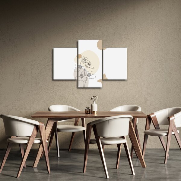 Tablou - Flori bej cu fluture N⁰4 (90x60 cm)