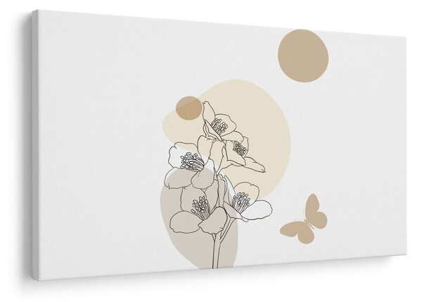 Tablou - Flori bej cu fluture N⁰4 (90x60 cm)