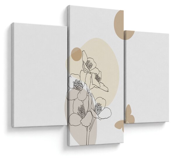 Tablou - Flori bej cu fluture N⁰4 (90x60 cm)