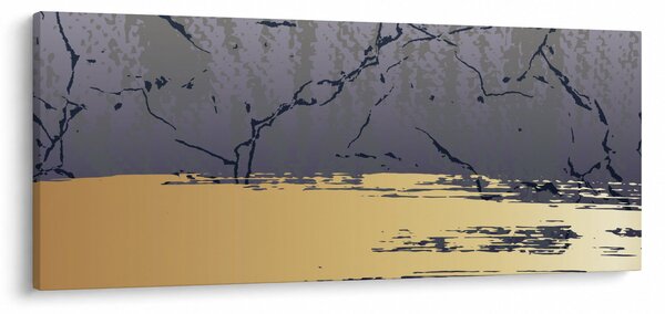 Tablou - Albastru și aur abstracție N⁰1 (120x50 cm)