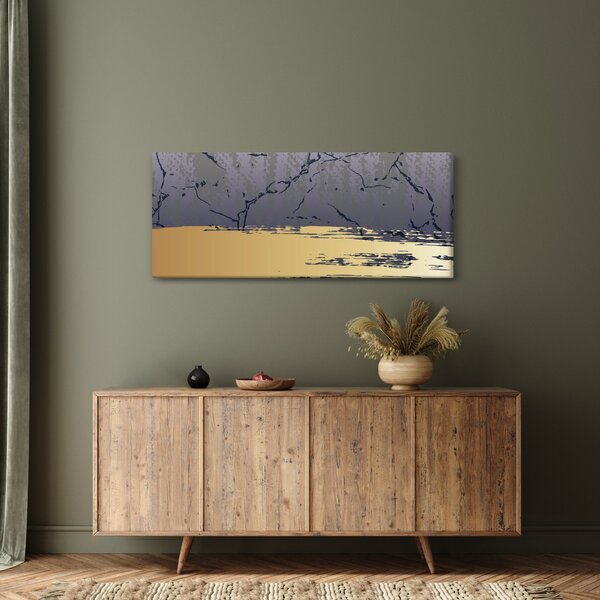 Tablou - Albastru și aur abstracție N⁰1 (120x50 cm)