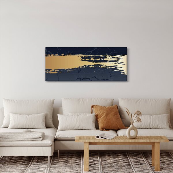Tablou - Albastru și aur abstracție N⁰2 (120x50 cm)