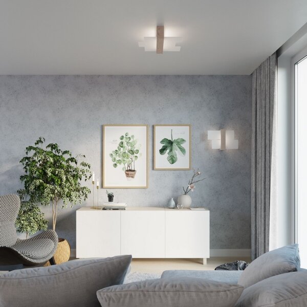Plafonieră FENIKS 2 2xE27/60W/230V natural lemn