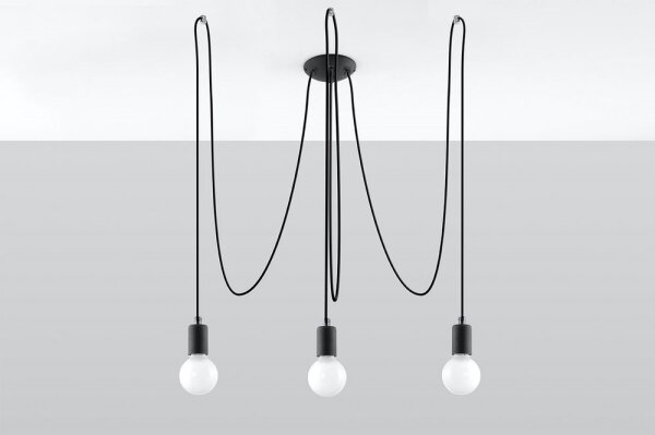 Lustră pe cablu EDISON 3 3xE27/60W/230V negru