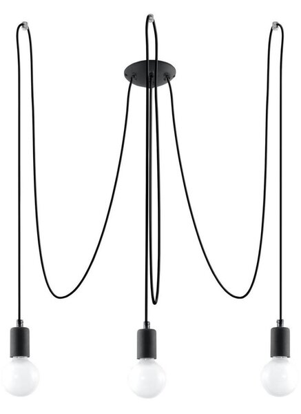 Lustră pe cablu EDISON 3 3xE27/60W/230V negru