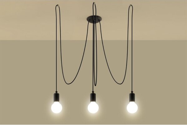 Lustră pe cablu EDISON 3 3xE27/60W/230V negru