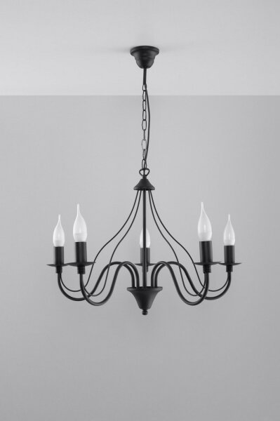 Lustră pe lanț MINERWA 5 5xE14/40W/230V negru
