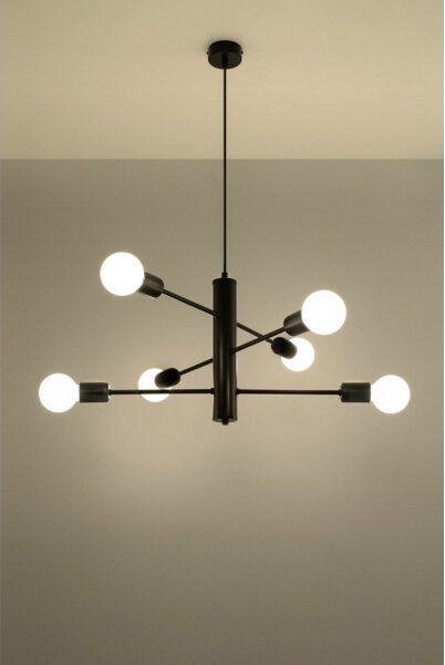 Lustră pe cablu DUOMO 6 6xE27/60W/230V negru