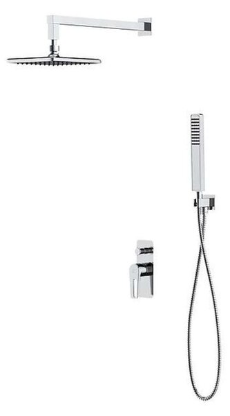 Cersanit Mille - Set de duș cu baterie încastrată, cu corp, 20x20 cm, crom S952-012