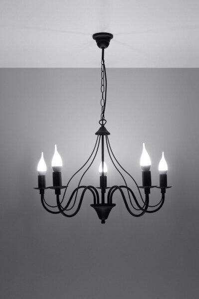 Lustră pe lanț MINERWA 5 5xE14/40W/230V negru