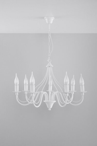 Lustră pe lanț MINERWA 7 7xE14/40W/230V alb