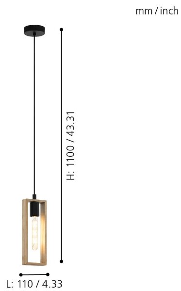 Eglo 49473 - Lustră pe cablu LITTLETON 1xE27/60W/230V