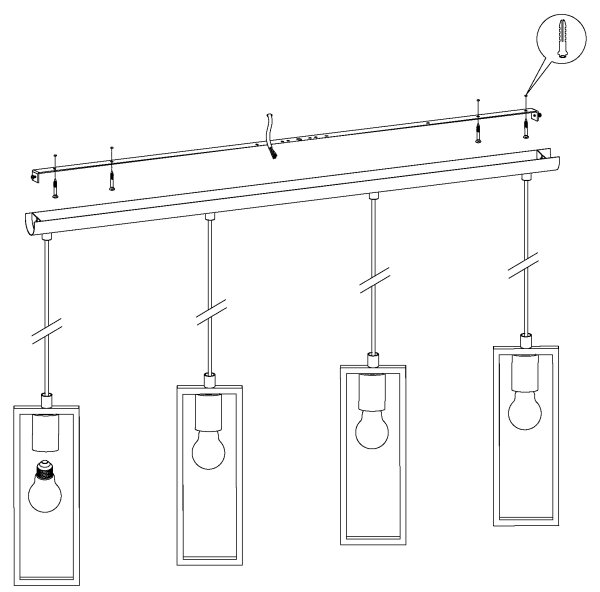 Eglo 44053 - Lustră suspendată pe cablu LITTLETON 4xE27/60W/230V