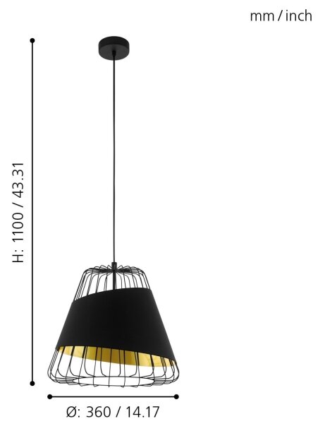 Eglo 49446 - Lustră pe cablu AUSTELL 1xE27/60W/230V