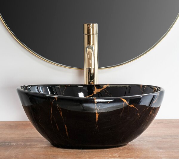 Lavoar pe blat Rea Sofia Mini Black Marble Shiny