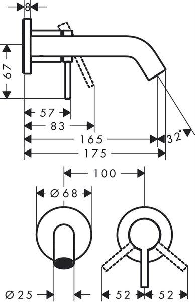 Hansgrohe Tecturis S baterie lavoar ascuns crom 73350000