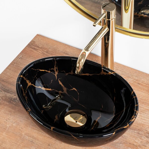Lavoar pe blat Rea Sofia Mini Black Marble Shiny