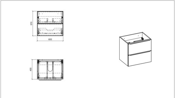 Comad Capri White dulap 60x46x57 cm sub chiuveta pe perete alb-stejar CAPRIWHITE820BFSC