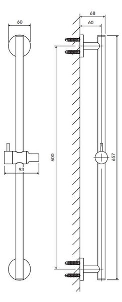 Omnires Y bară de duș |66 cm DR12GLB