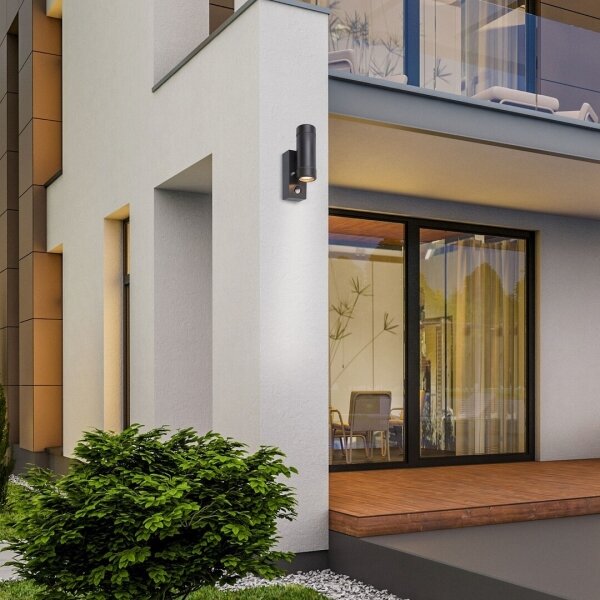 Aplică de exterior cu senzor MEDINA 2xGU10/10W/230V IP44 neagră Rabalux 8835