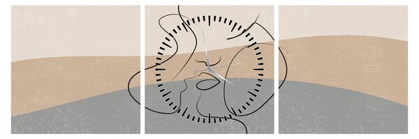 Tablou - Sărut de linie de artă (cu ceas) (90x30 cm)