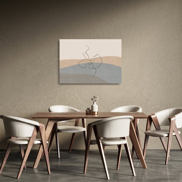 Tablou pe sticlă - Sărut de linie de artă (70x50 cm)