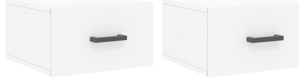 Noptiere de perete, 2 buc., alb, 35x35x20 cm