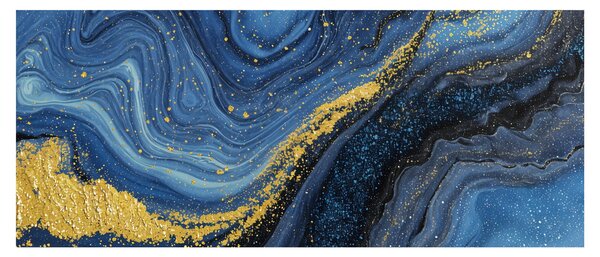 Tablou - Abstracție albastru-aurie (120x50 cm)