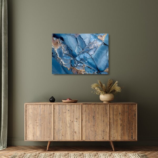 Tablou pe sticlă - Marmură albastră fragmentată (70x50 cm)