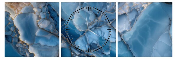 Tablou - Marmură albastră fragmentată (cu ceas) (90x30 cm)