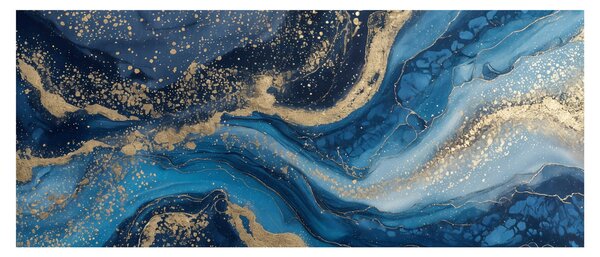 Tablou - Marmură abstractă albastru-aurie (120x50 cm)