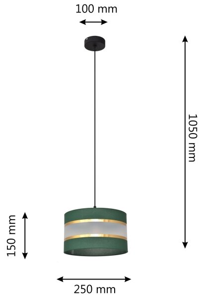 Lustră pe cablu HELEN 1xE27/15W/230V d. 25 cm verde/auriu