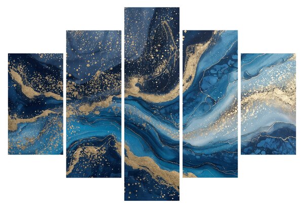 Tablou - Marmură abstractă albastru-aurie (150x105 cm)