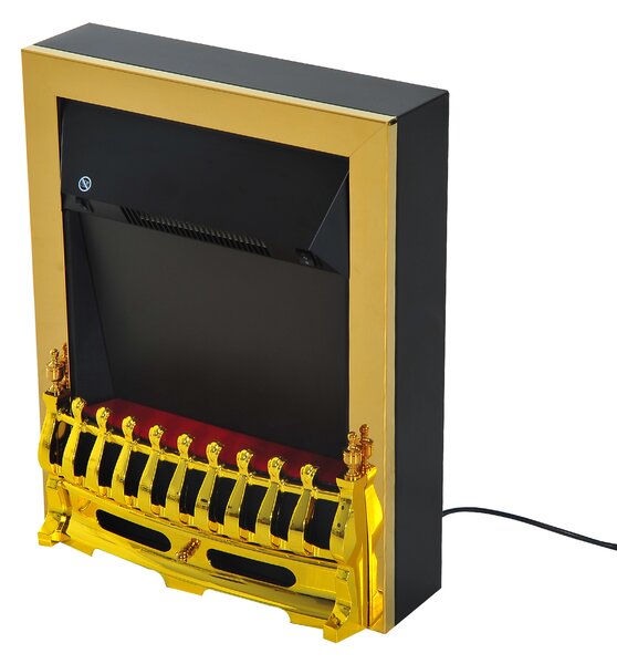 Șemineu Electric Încorporabil sau de Podea 1000-2000W, din Plastic și Metal, Auriu, 48x19x59cm HOMCOM | Aosom RO